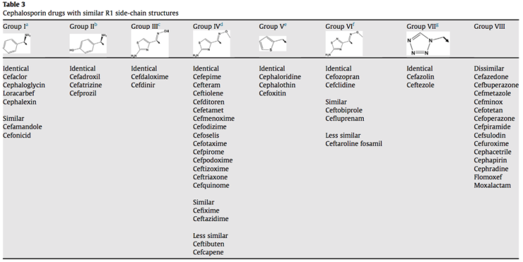 항생제 피부반응 검사 네이버 블로그 cephalosporin side chain chart